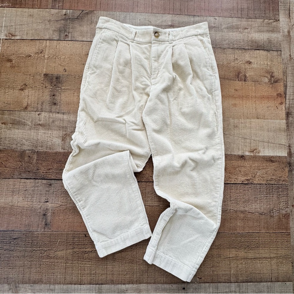 AYR Pleated Corduroy Trousers Cream Womens Size 8